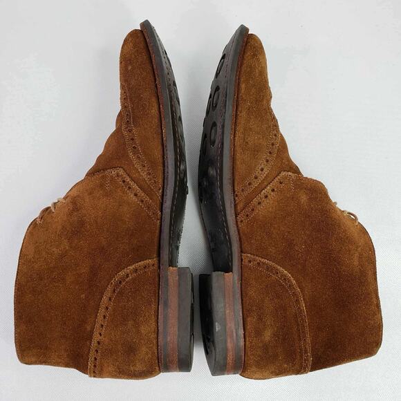 Peal & Co x Brooks Brothers Suede Chukka Boots Wingtip Mens Size 11 D Brown - Picture 6 of 11